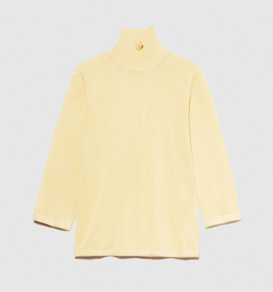 Turtleneck in silk blend - women's high neck sweaters - Yellow | Sisley image number 6